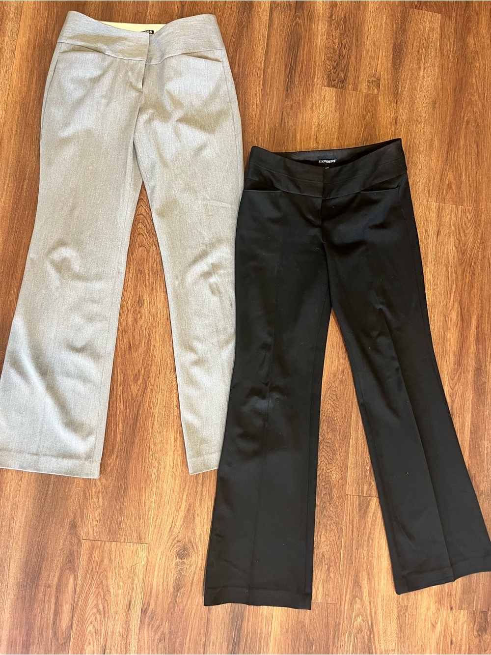 Express Editor Women's Black & Light Gray Boot Cut Dress Pants